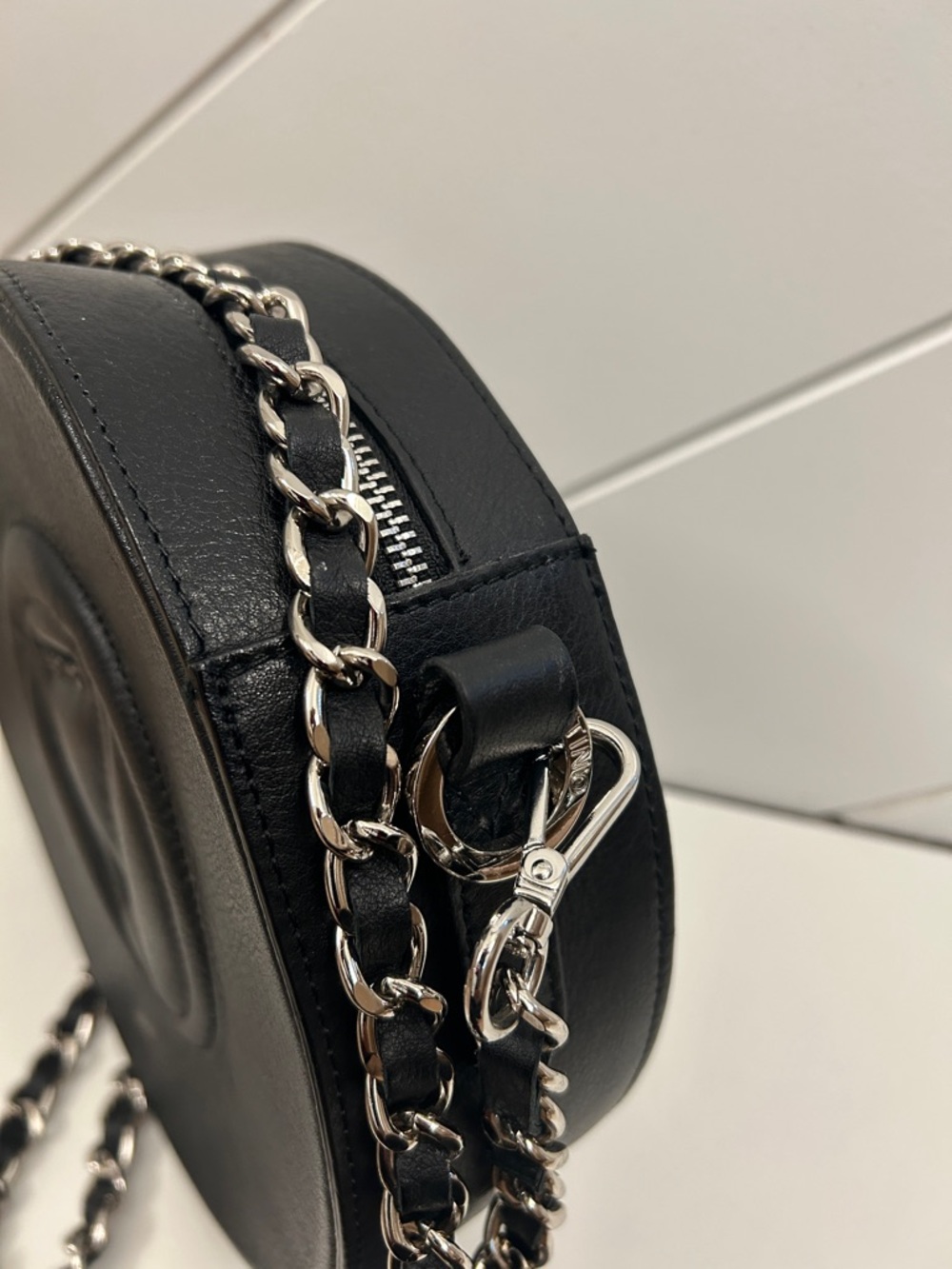 Valentina Black Round Crossbody with Chain Strap - Picture 6 of 7